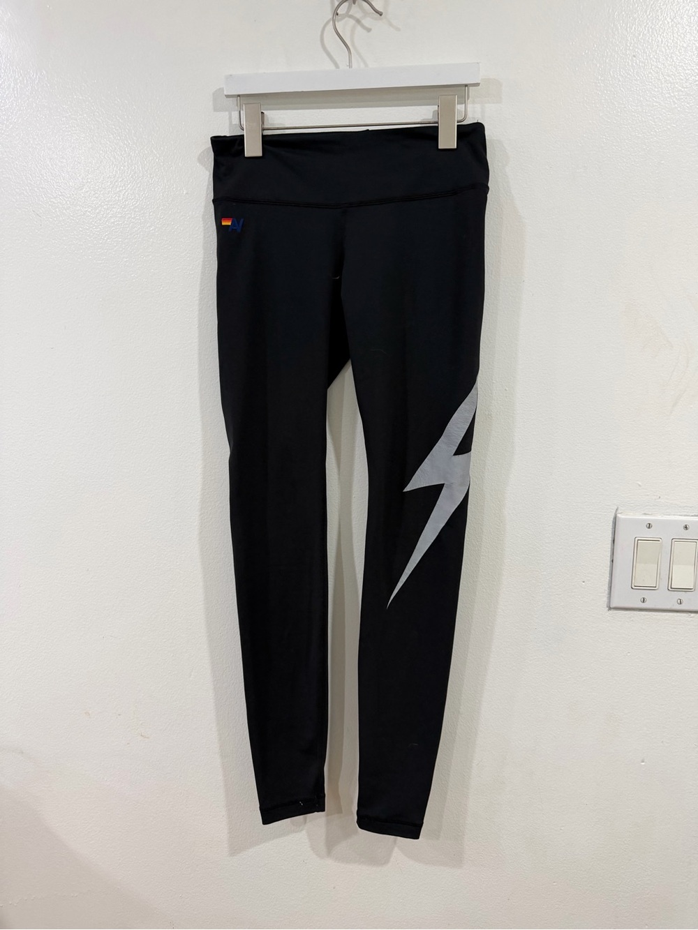 Aviator Nation Black Jeggings with Silver Lightning Bolt